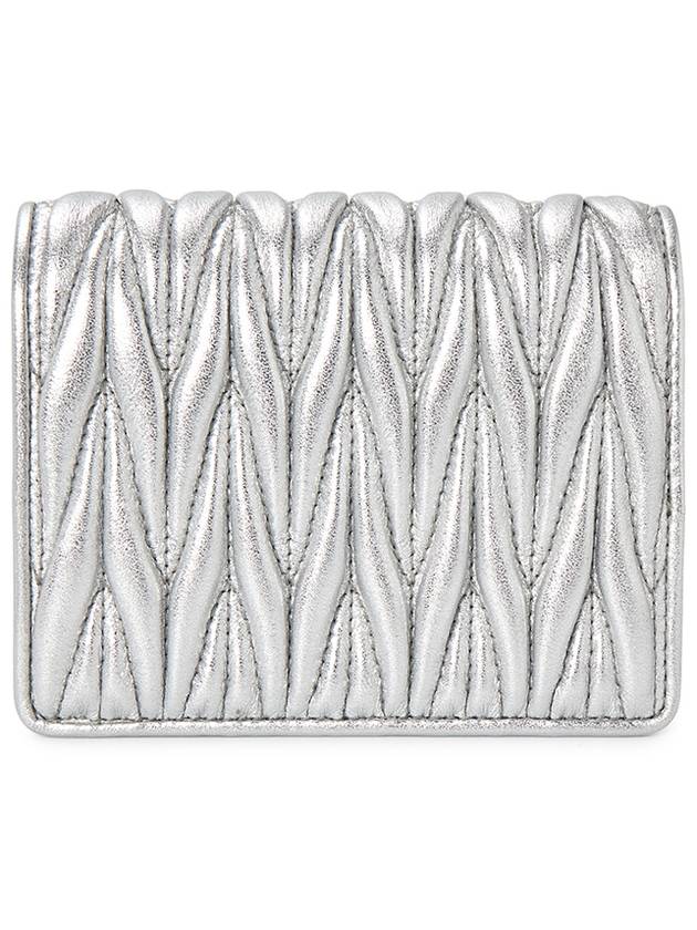 Matelasse Leather Half Wallet Silver - MIU MIU - BALAAN 3