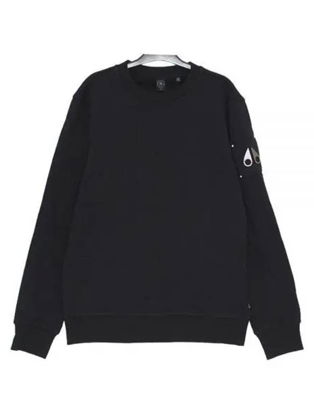 Logo Plaque Crew Neck Sweatshirt Black - MOOSE KNUCKLES - BALAAN 2