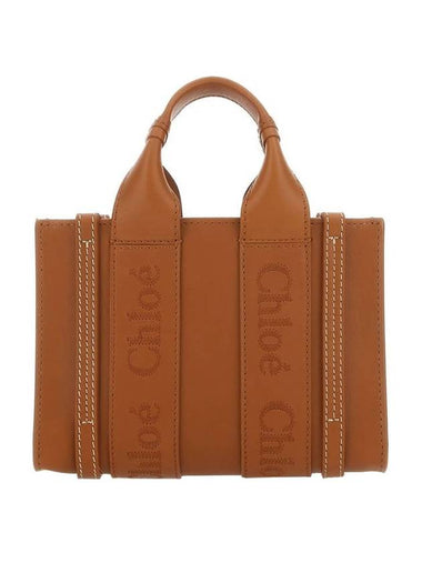 Woody Logo Calf Leather Mini Tote Bag Brown - CHLOE - BALAAN 1