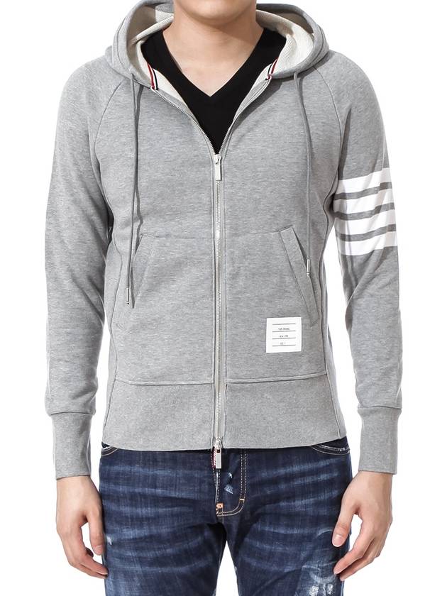 Engineered 4 Bar Diagonal Zip Up Hoodie Light Grey - THOM BROWNE - BALAAN 2