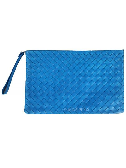 Intrecciato Large Clutch Bag Blue - BOTTEGA VENETA - BALAAN 2