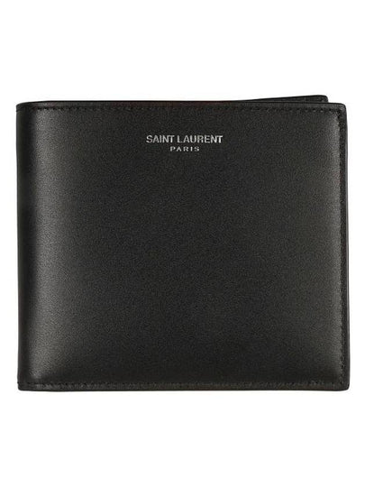 Smooth Leather Classic Logo Half Wallet Black - SAINT LAURENT - BALAAN 2