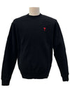 Small Heart Logo Sweatshirt Black - AMI - BALAAN 2