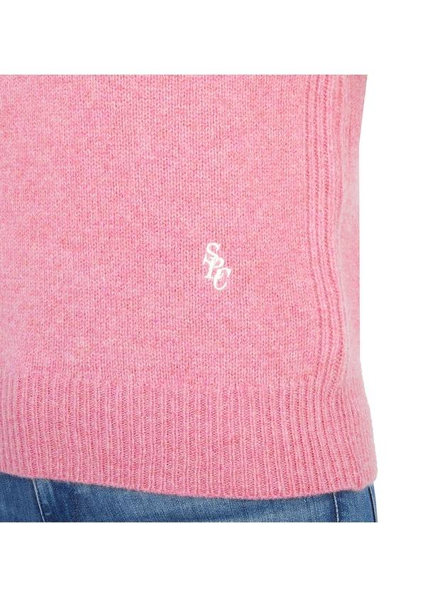 Embroidered Logo Crew Neck Wool Knit Top Pink - SPORTY & RICH - BALAAN 9