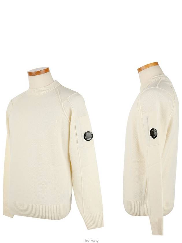 Lens Wappen Wool Knit Top Ivory - CP COMPANY - BALAAN.