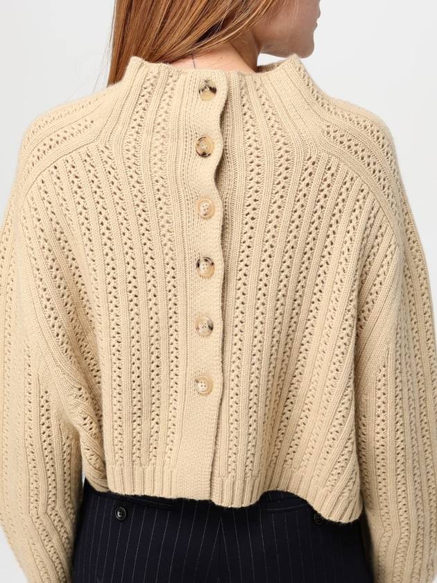 High Neck Back Button Crop Knit Top Beige - MAX MARA - BALAAN 3