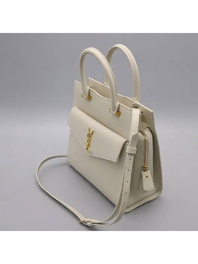 561203 Ivory leather gold plated YSL Uptown monogram small 2WAY detachable clutch - SAINT LAURENT - BALAAN 4