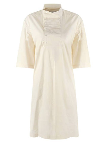 Cotton High Neck Short Dress Ivory - LEMAIRE - BALAAN 1