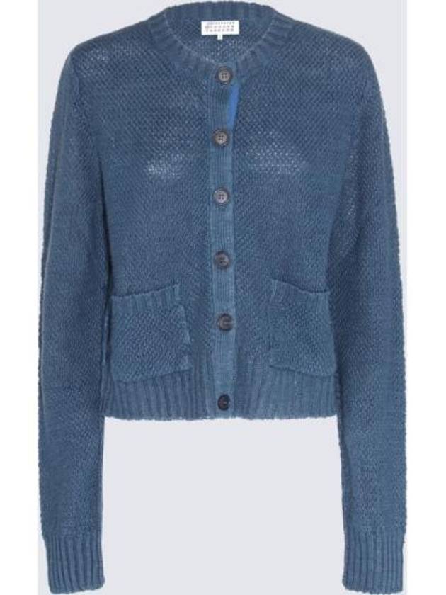 Hemp Basket Weave Knit Cardigan Blue - MAISON MARGIELA - BALAAN 5