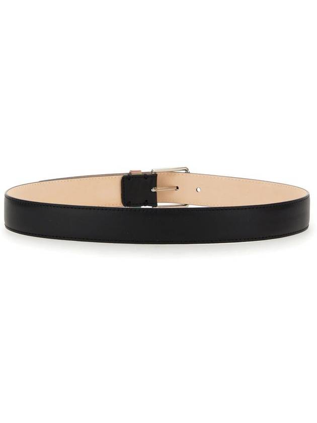 Signature Striped Leather Belt Black - PAUL SMITH - BALAAN 4