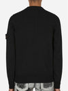 Wappen Patch Crew Neck Wool Knit Top Black - STONE ISLAND - BALAAN 4