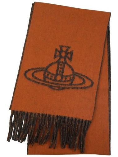 Big ORB Reversible Wool Muffler Terracotta 81030006 C409 - VIVIENNE WESTWOOD - BALAAN 1