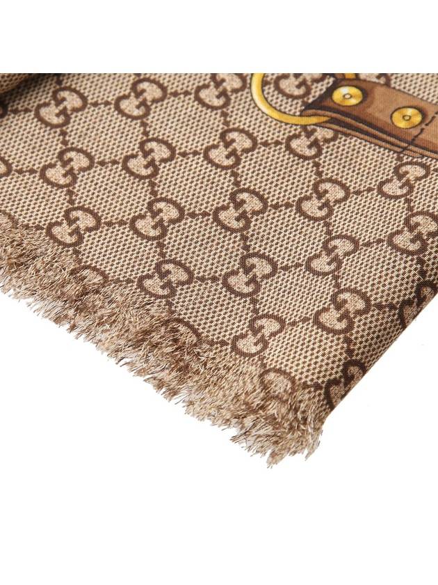 GG Flower Square Shawl Wool Muffler Brown - GUCCI - BALAAN 6