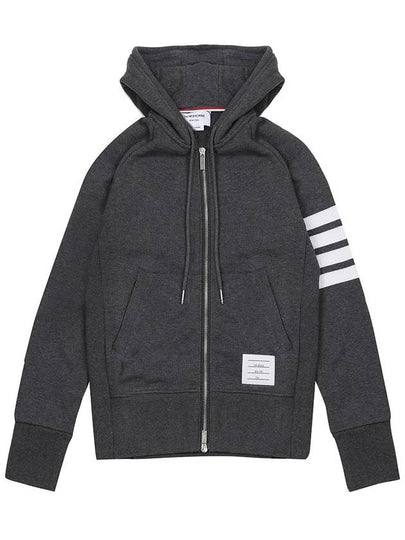 Engineered 4 Bar Diagonal Zip Up Hoodie Dark Grey - THOM BROWNE - BALAAN 2