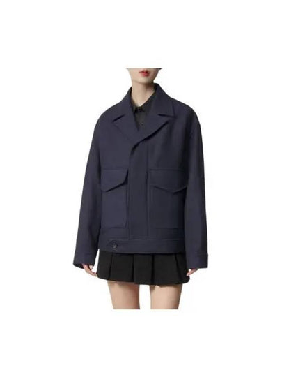 Virgin Wool Pocket Jacket Navy - AMI - BALAAN 2