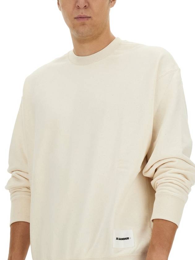 Logo Patch Crew Neck Oversized Sweatshirt Ivory - JIL SANDER - BALAAN 5