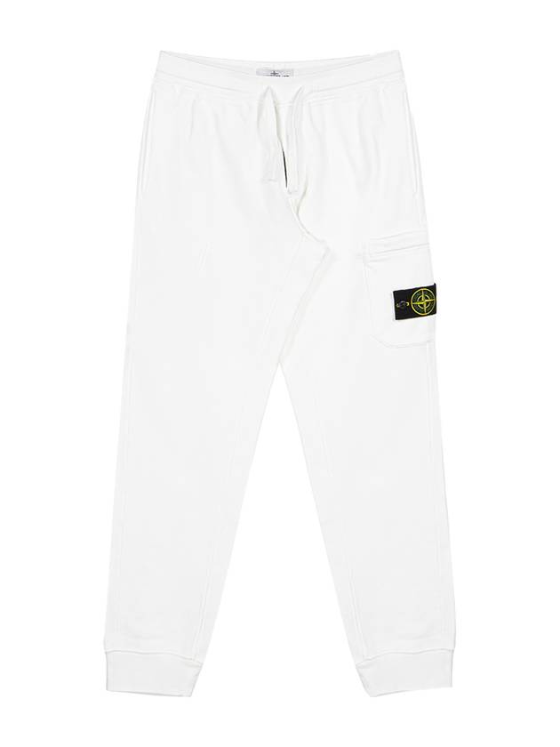 Men's Cotton Wappen Patch Pocket Track Pants White - STONE ISLAND - BALAAN.