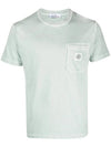 Men's Pisato Effect Logo Patch Pocket Short Sleeve T-Shirt Sky Blue - STONE ISLAND - BALAAN 1