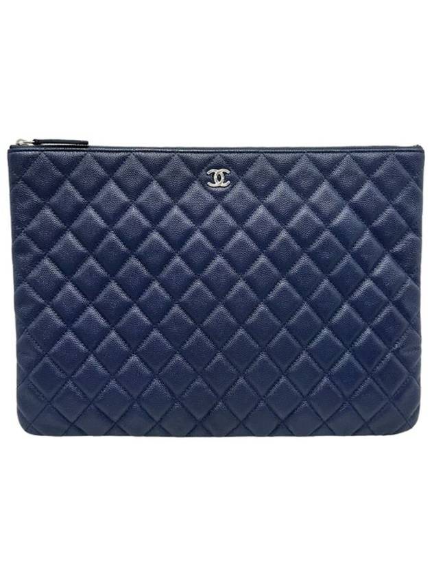 Women s A82552 Caviar Skin Classic Silver COCO Logo Large Clutch - CHANEL - BALAAN 1