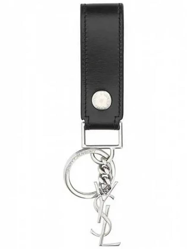 Monogram Leather Key Holder Black Silver - SAINT LAURENT - BALAAN 2