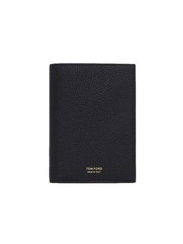 Logo Leather Passport Wallet Black - TOM FORD - BALAAN 1