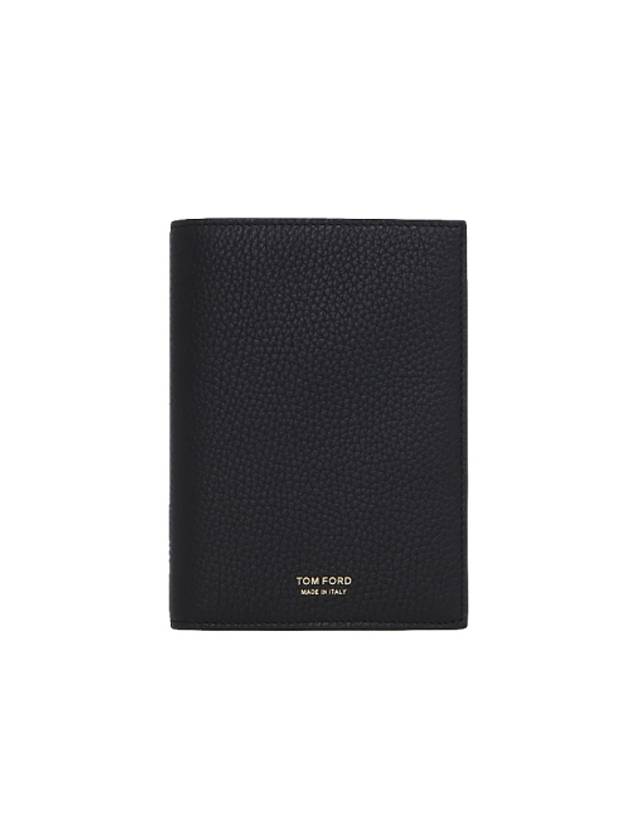 Logo Leather Passport Wallet Black - TOM FORD - BALAAN 1