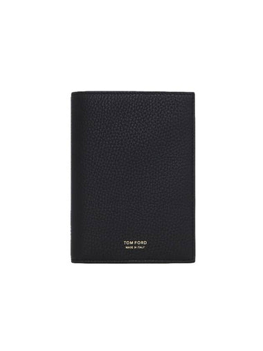 Logo Leather Passport Wallet Black - TOM FORD - BALAAN 1