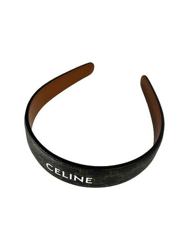 Logo Triomphe Canvas Calfskin Headband Tan - CELINE - BALAAN 1