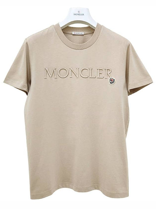 24SS Women's Embroidered Logo Patch Short Sleeve Tee Beige 8C00006 829HP 20J - MONCLER - BALAAN 1