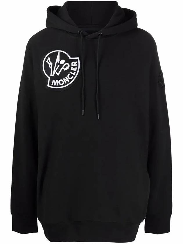 Logo Motif Hoodie Black - MONCLER - BALAAN 3