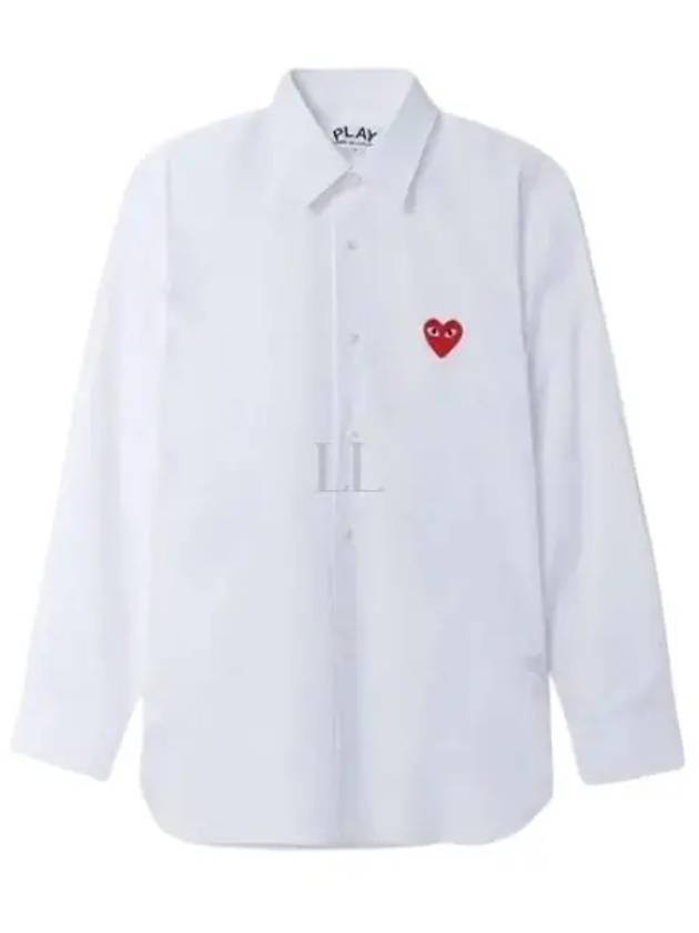 Men's Red Heart Long Sleeve Shirt White - COMME DES GARCONS - BALAAN 2