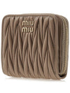 Matelasse Logo Zip Around Half Wallet Sand Beige - MIU MIU - BALAAN 3