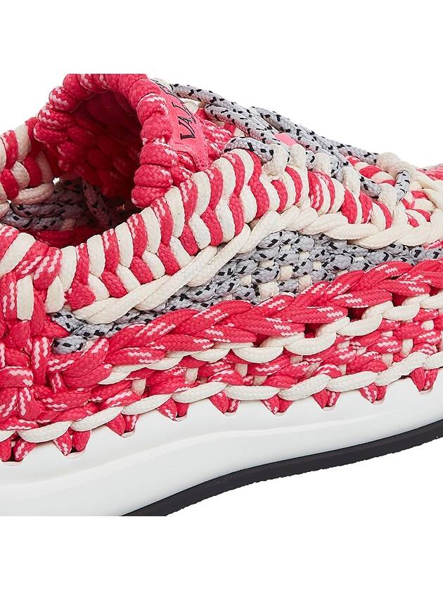 Fabric Crochet Low-Top Sneakers Pink - VALENTINO - BALAAN 11