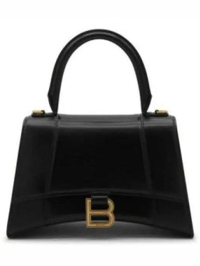 Hourglass Small Tote Bag in Shiny Box Calfskin Black - BALENCIAGA - BALAAN 2