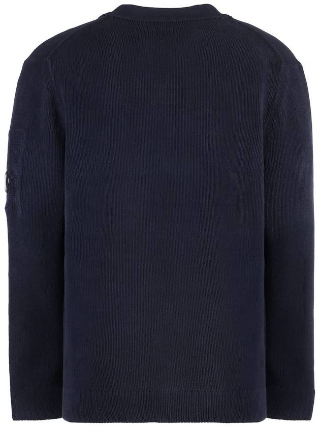 Cotton Chenille Buttoned Cardigan Blue - CP COMPANY - BALAAN 4