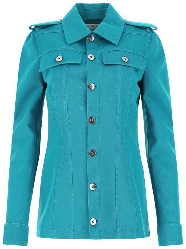 Women's Single Breasted Slim Jacket Blue - BOTTEGA VENETA - BALAAN 2