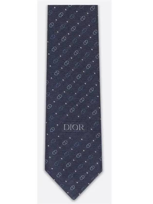 Nano CD Icon Silk Tie Navy - DIOR - BALAAN 3