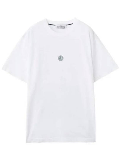 Garment Dyed Lettering One Print Cotton Jersey Short Sleeve T-Shirt White - STONE ISLAND - BALAAN 2