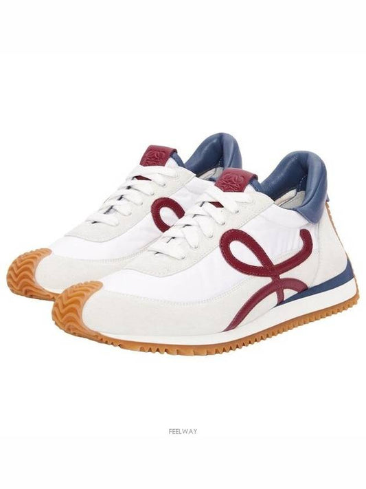 Flow Runner Nylon Suede Low Top Sneakers White Denim Raspberry - LOEWE - BALAAN 2