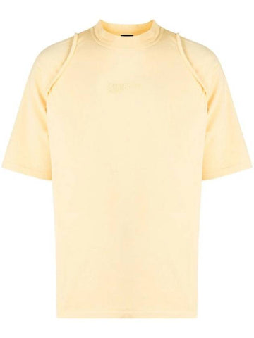 Camargue Embroidered Logo Cotton Short Sleeve T-shirt Light Yellow - JACQUEMUS - BALAAN 1