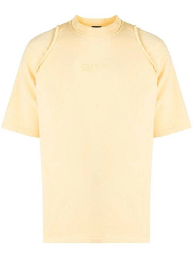 Camargue Embroidered Logo Cotton Short Sleeve T-shirt Light Yellow - JACQUEMUS - BALAAN 1