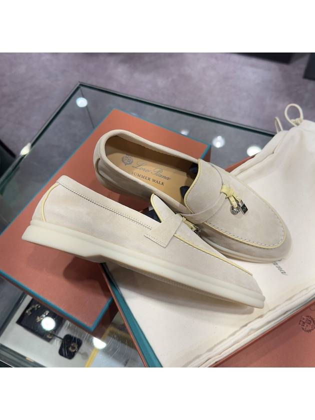 Women's Loafers Suede Ivory Moccasins Yellow Charm - LORO PIANA - BALAAN 5