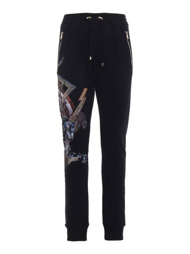 Snake Print Fleece Track Pants Black - BALMAIN - BALAAN 1