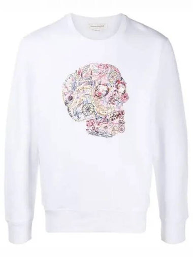 650434 QQZ69 0900 Motif Skull Sweatshirt White Men s T Shirt TR 270469 - ALEXANDER MCQUEEN - BALAAN 1