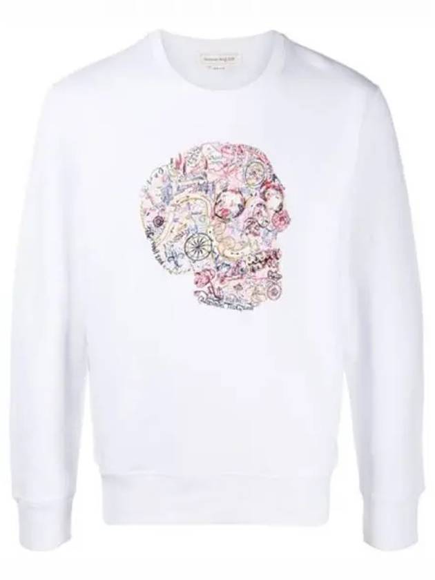 650434 QQZ69 0900 Motif Skull Sweatshirt White Men s T Shirt TR 270296 - ALEXANDER MCQUEEN - BALAAN 1