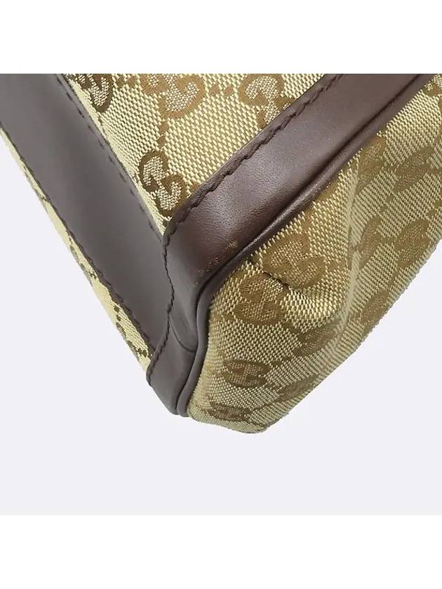 282298 GG logo jacquard brown leather trimming gold hobo tote bag - GUCCI - BALAAN 5