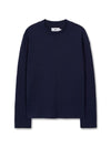 Loose ribbed mock neck knit t-shirt NAVY - WEST GRAND BOULEVARD - BALAAN 1