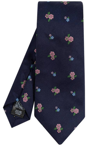 Floral Silk Twill Tie Navy - PAUL SMITH - BALAAN 1