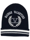 V Logo Beanie Navy - VALENTINO - BALAAN 2