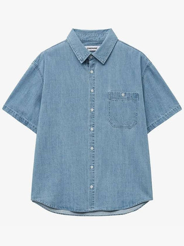 Pocket half denim shirt_bleach blue - BLONDNINE - BALAAN 1